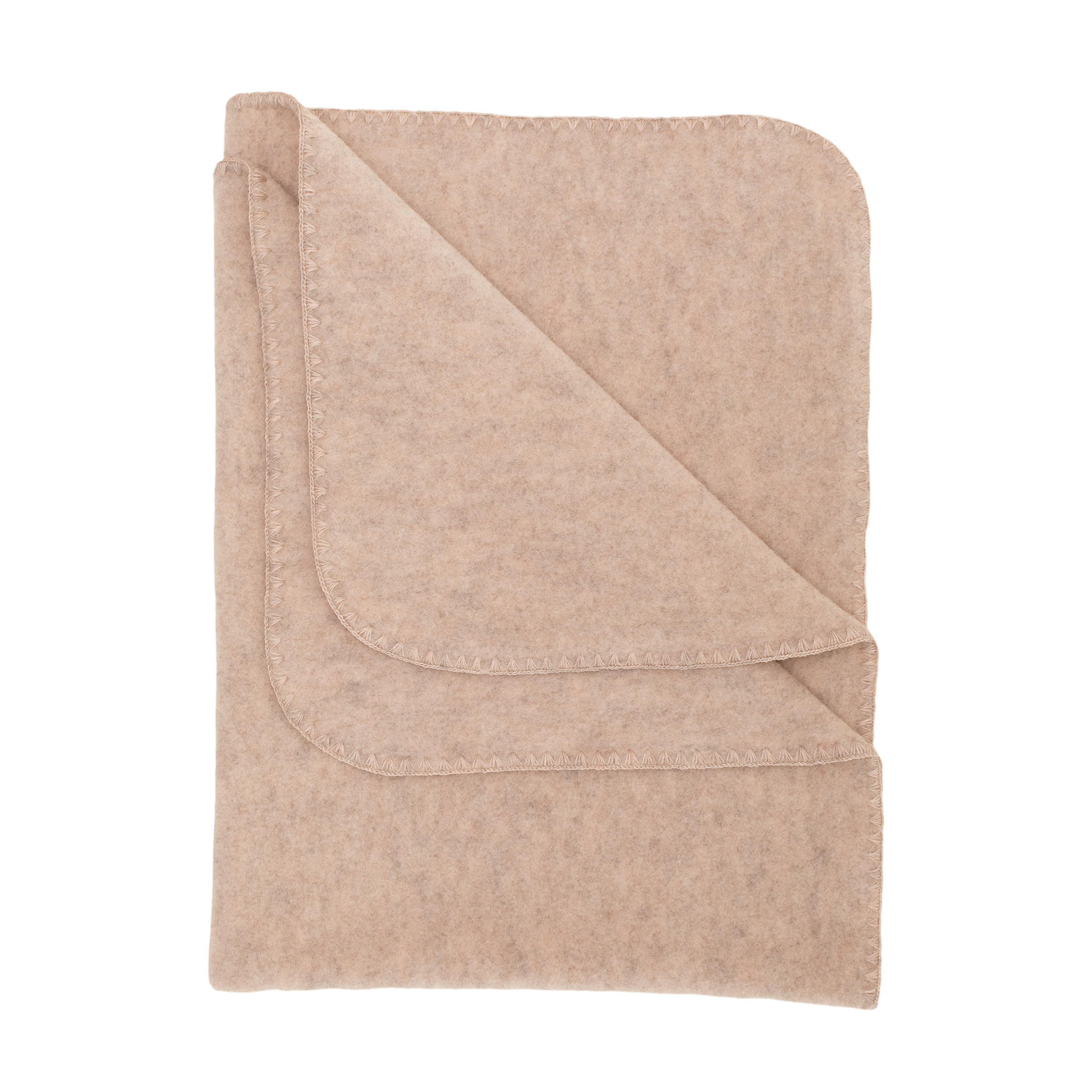 Couverture pour bébé à bordure festonnée, en laine vierge, couleur sable chiné