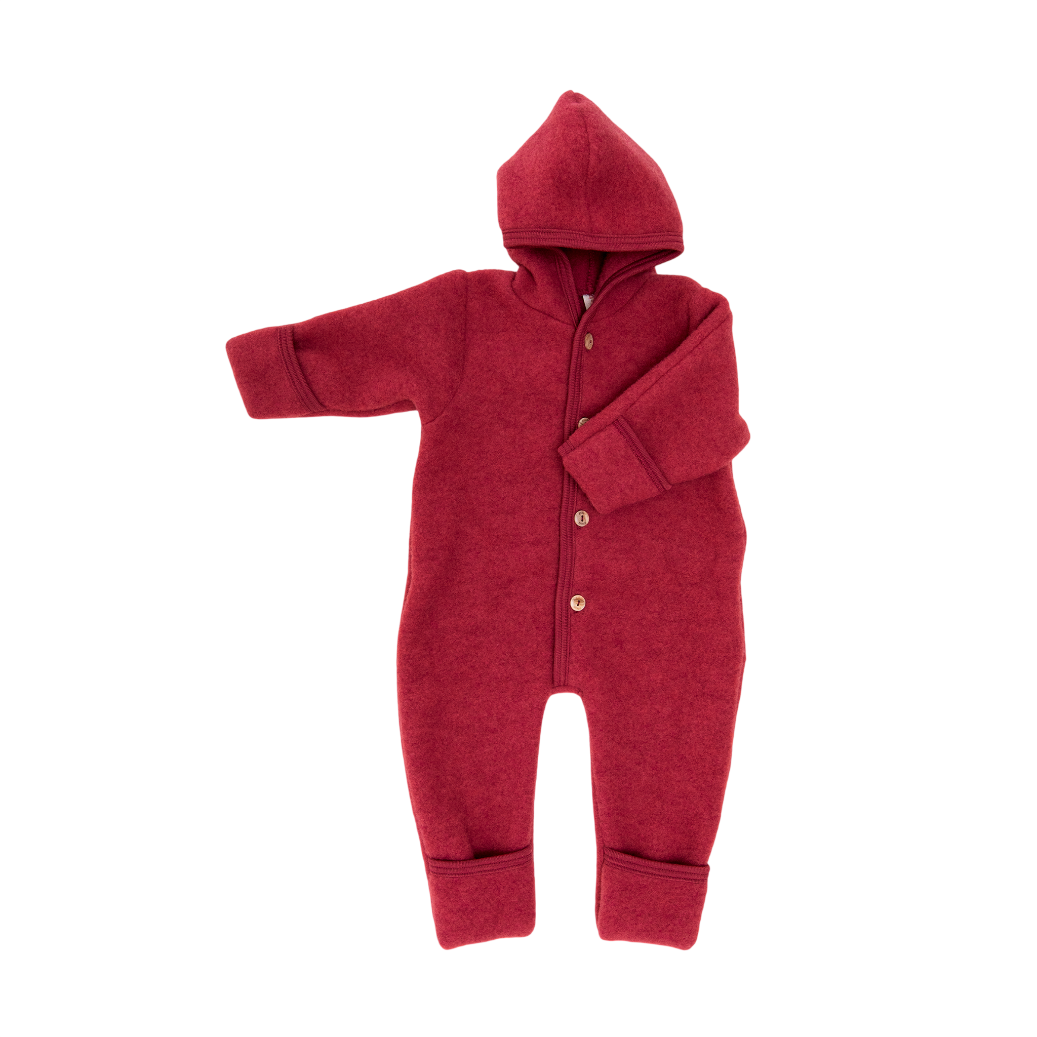 Combinaison à capuche pour bébé en laine vierge, coloris jaspe chiné