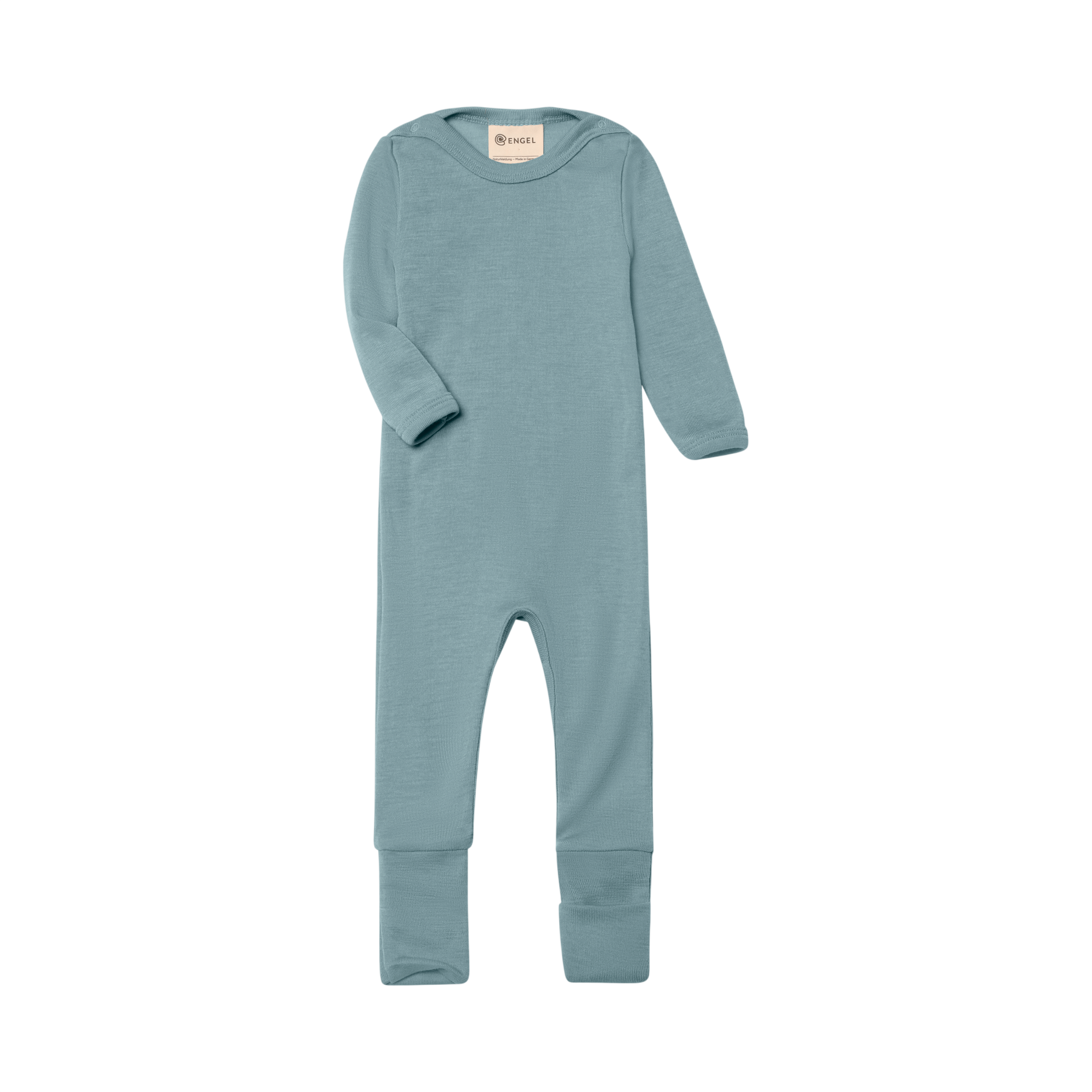 Grenouillère pour bébé en laine vierge certifiée GOTS, bleu montagne