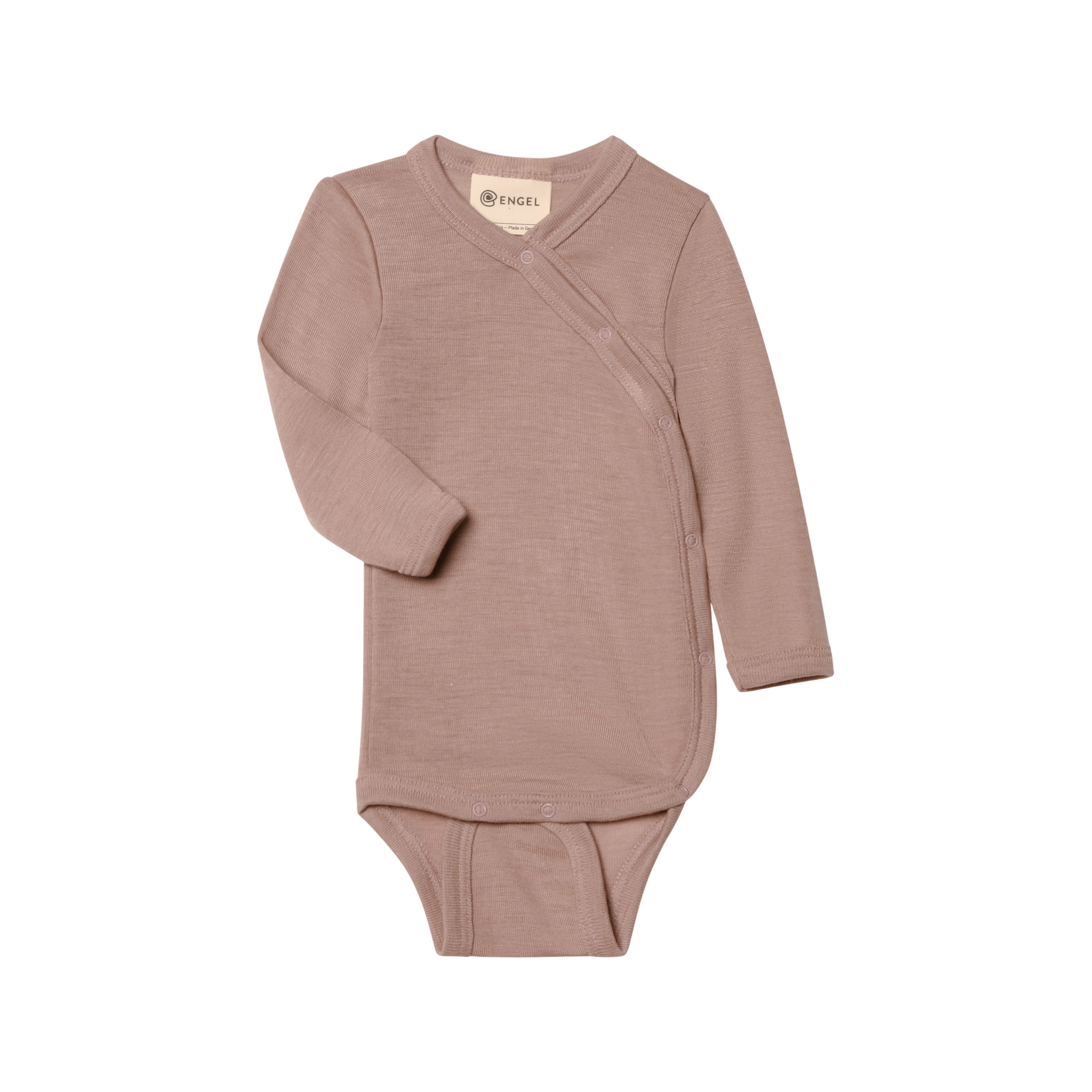 Engel Baby Wrap-Around Bodysuit, Merino Wool & Silk, Dusty Rose