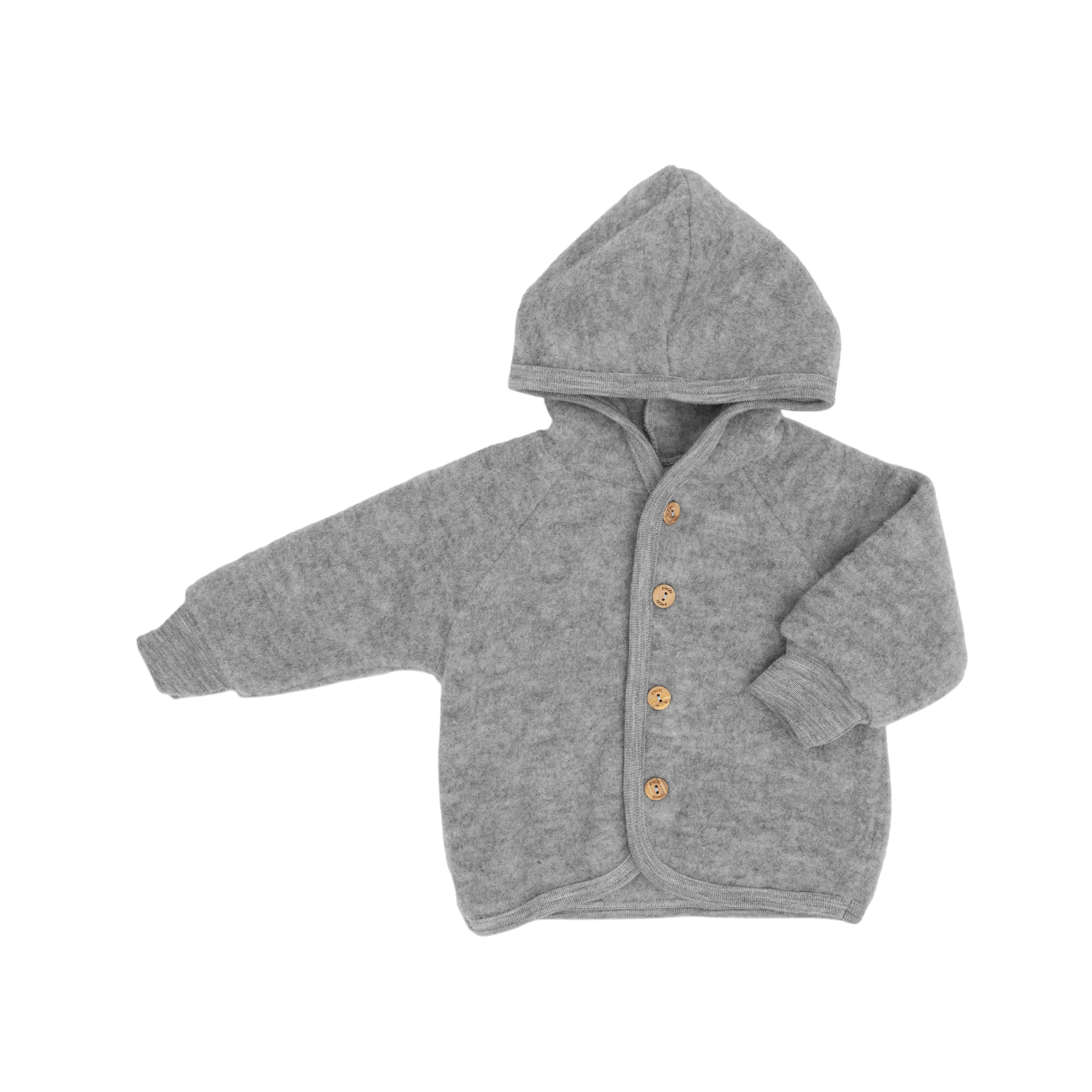 Veste à capuche en laine vierge, gris clair chiné