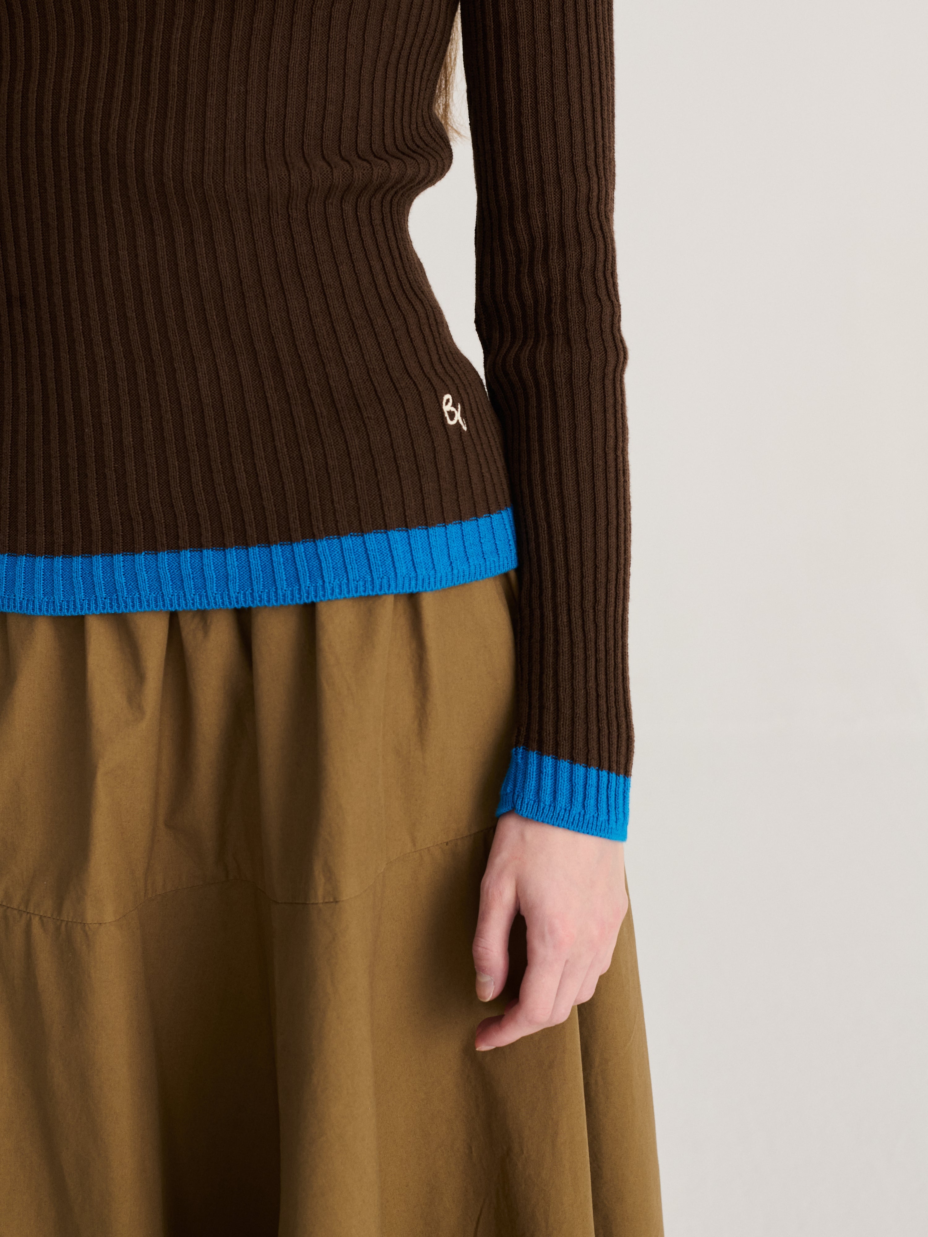 Adult Pullover Color Block Dark Brown
