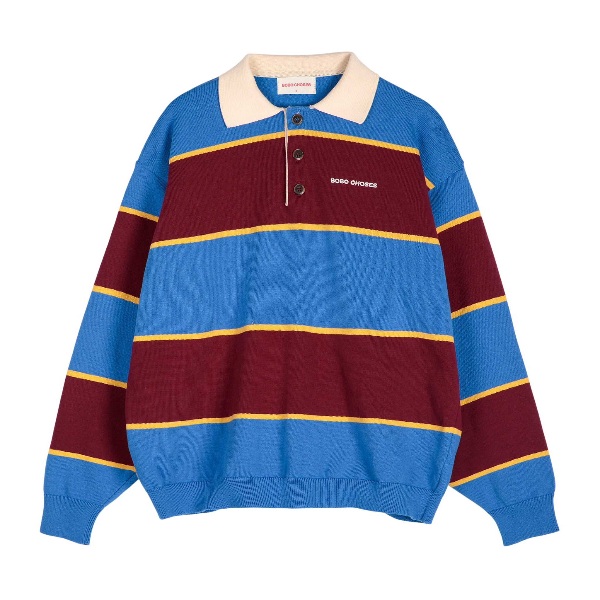 Polo-sweat bleu pour adulte /  Polo-sweat rayé en coton bleu pour adulte