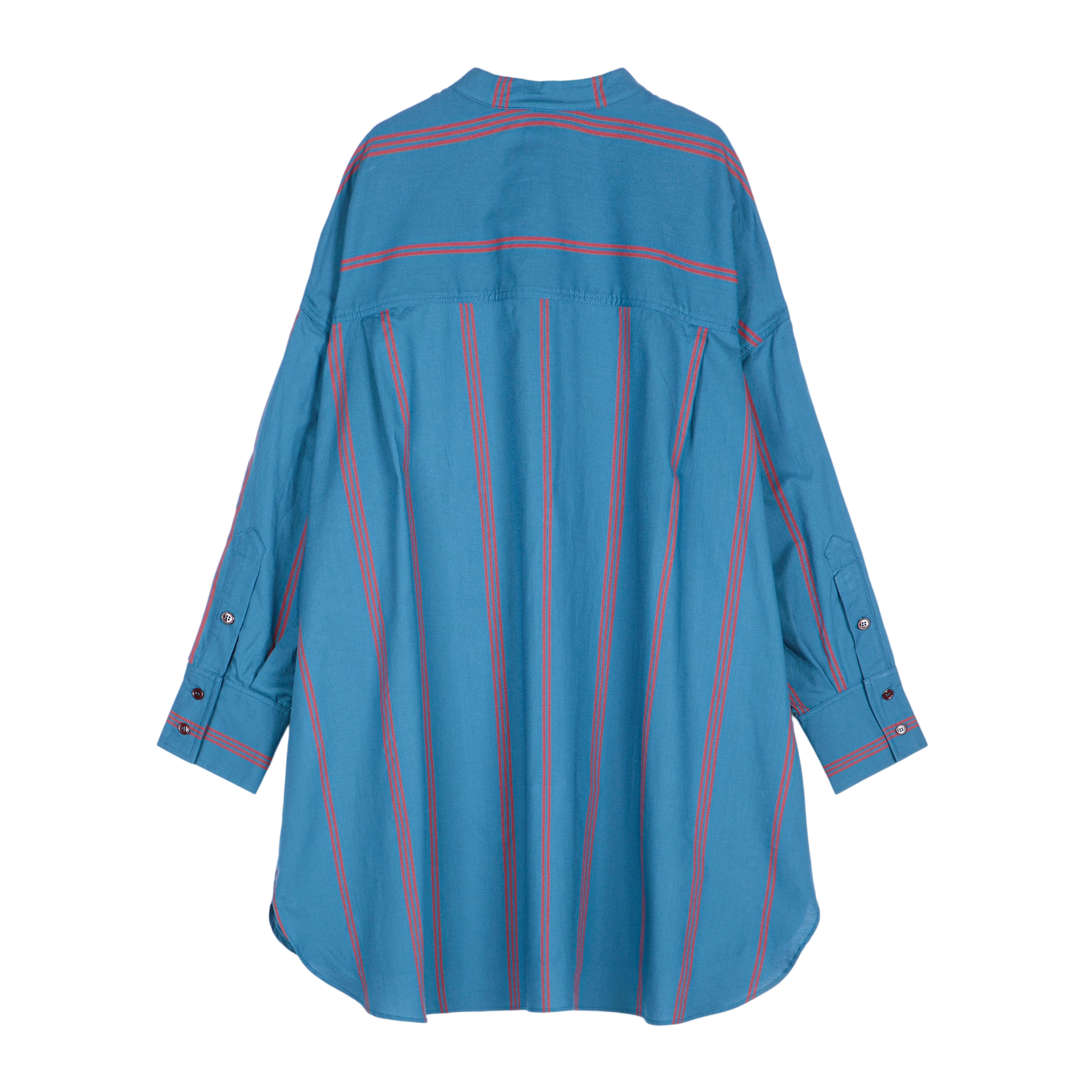Adult All-Over Poplin Dress, Prussian Blue / Adult All-Over Poplin Shirt Dress with Triple Stripes, Prussian Blue