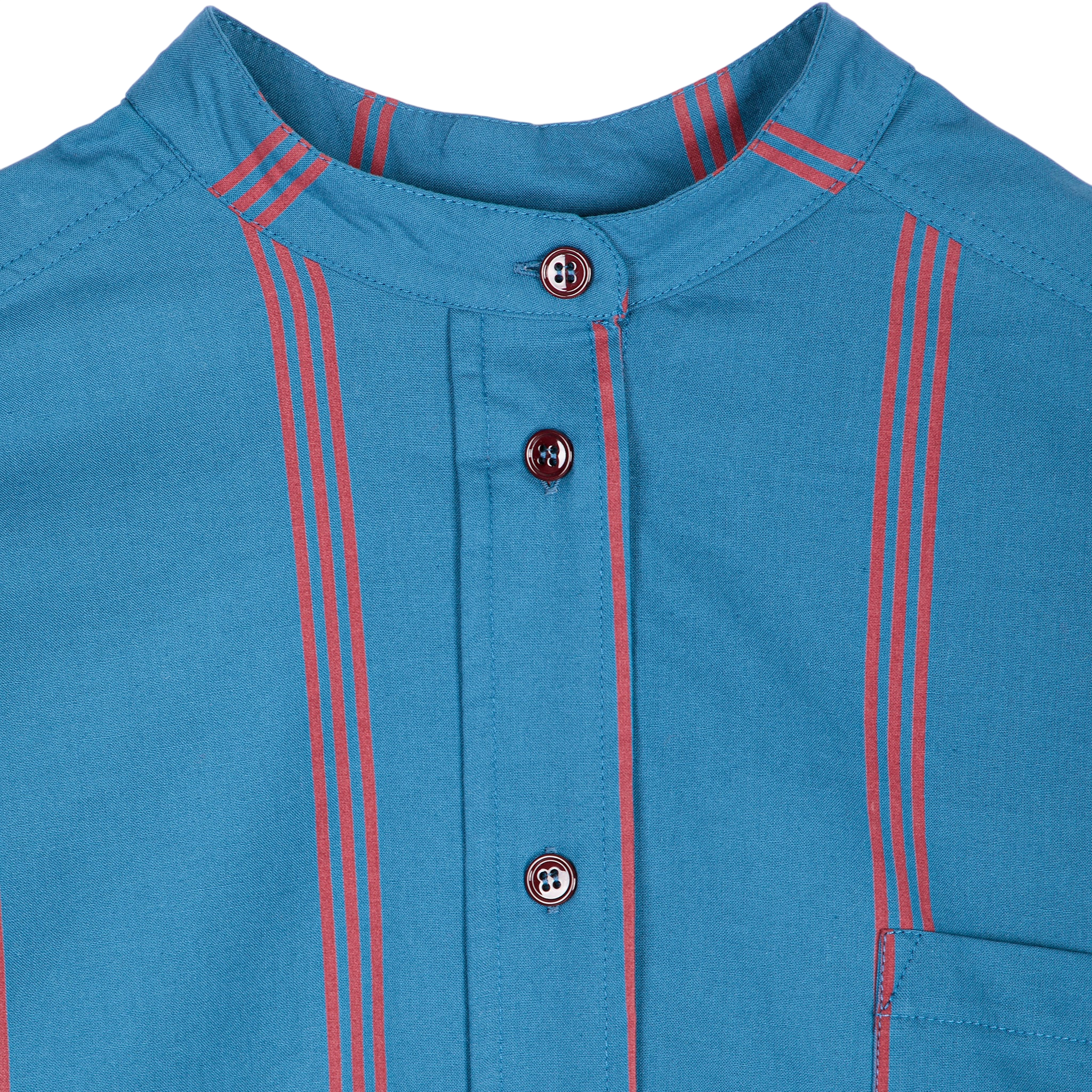 Adult All-Over Poplin Dress, Prussian Blue / Adult All-Over Poplin Shirt Dress with Triple Stripes, Prussian Blue