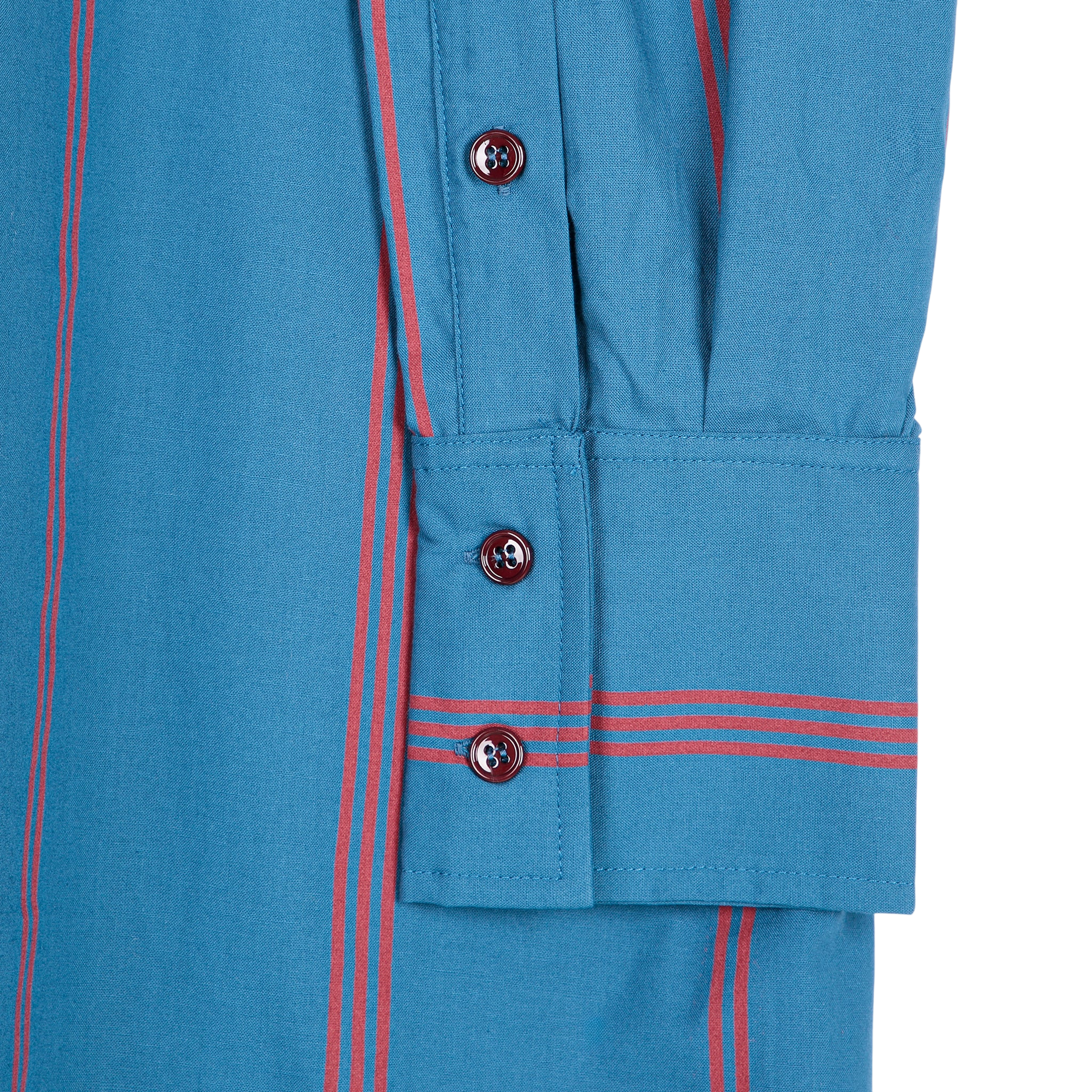 Adult All-Over Poplin Dress, Prussian Blue / Adult All-Over Poplin Shirt Dress with Triple Stripes, Prussian Blue