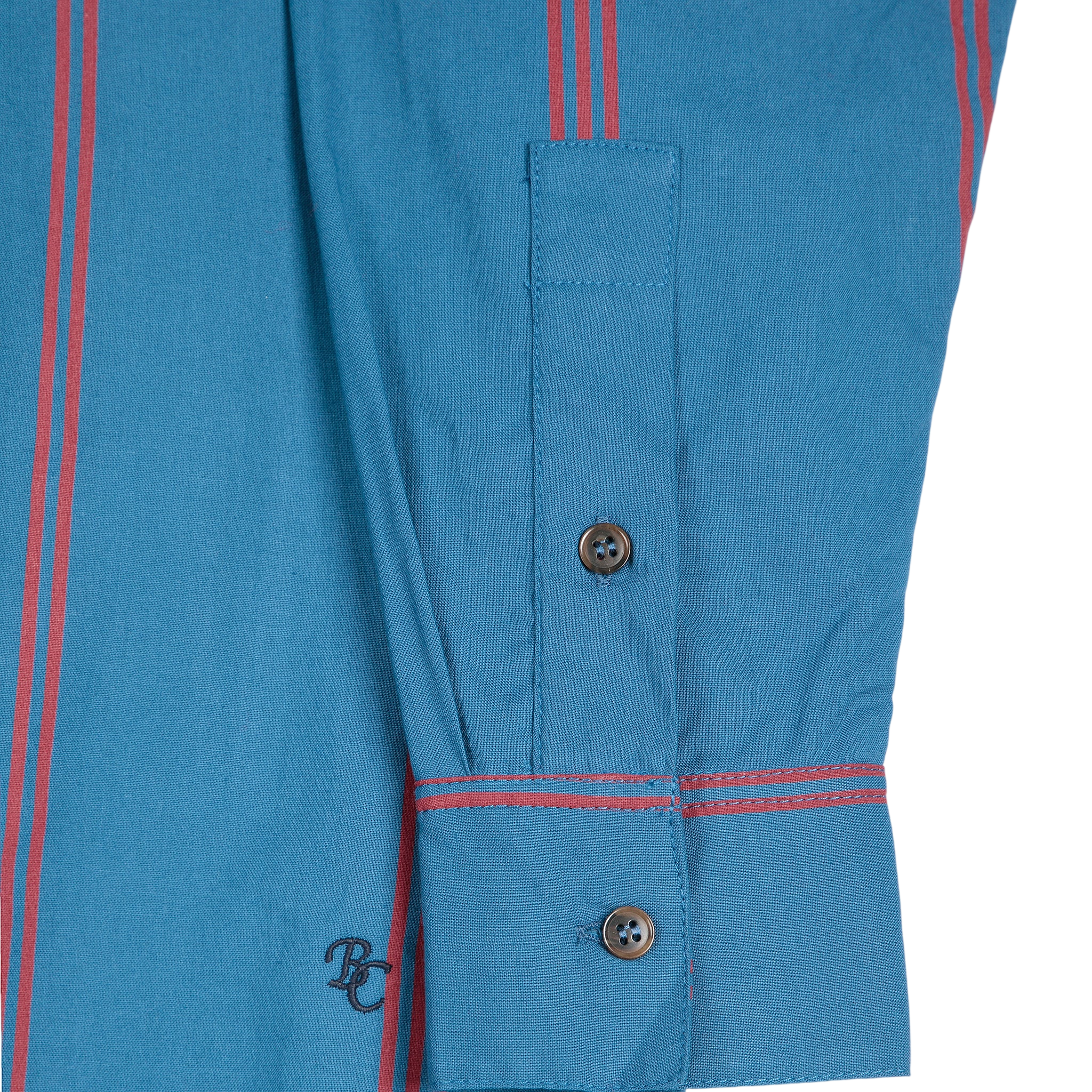 Adult All-Over Poplin T-Shirt, Prussian Blue / Adult All-Over Poplin Shirt with Triple Stripes, Prussian Blue