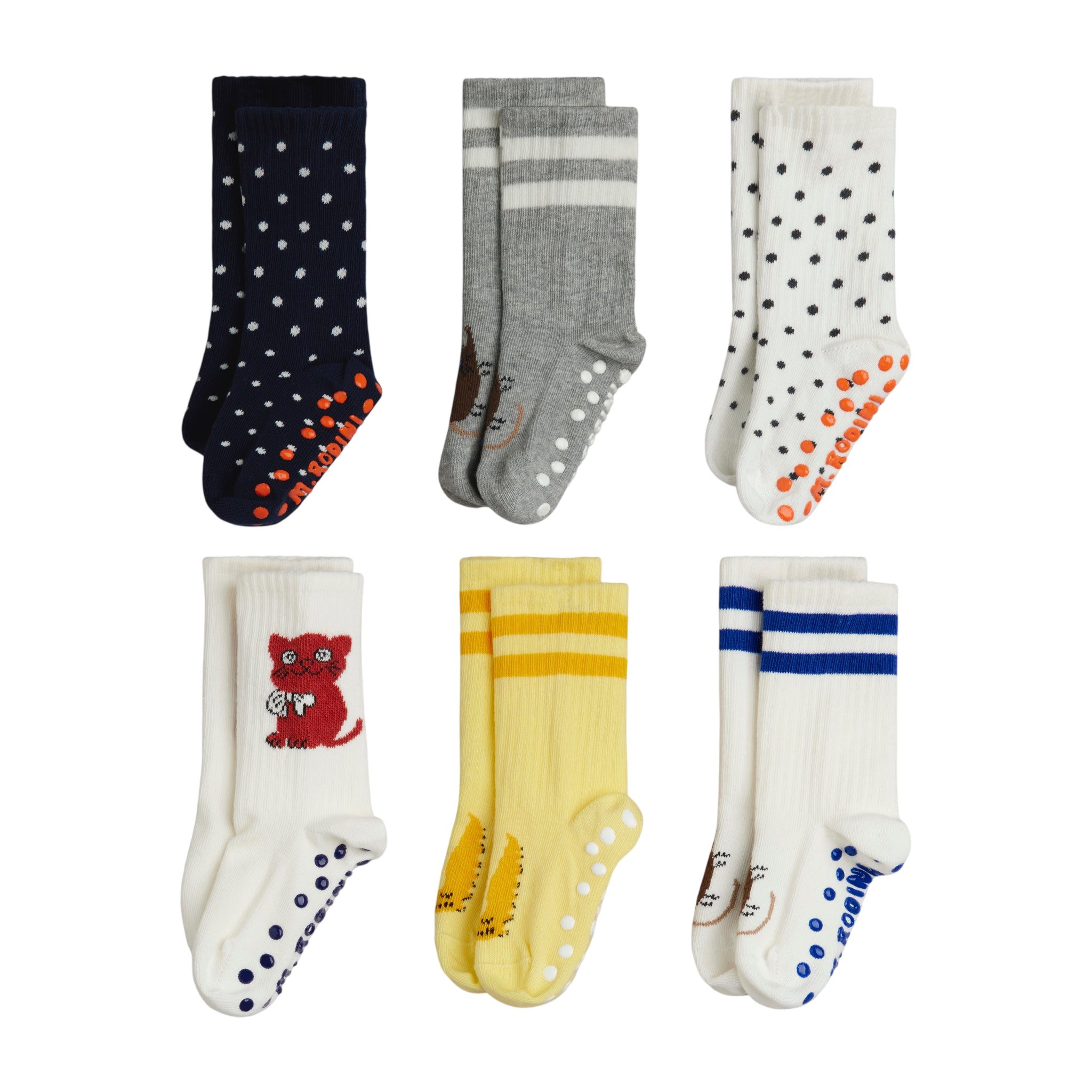 Kitten 6-Pack Anti-Slip Socks, Assorted Colors / Kitten 6-Pack Anti-Slip Socks, Assorted Colors
