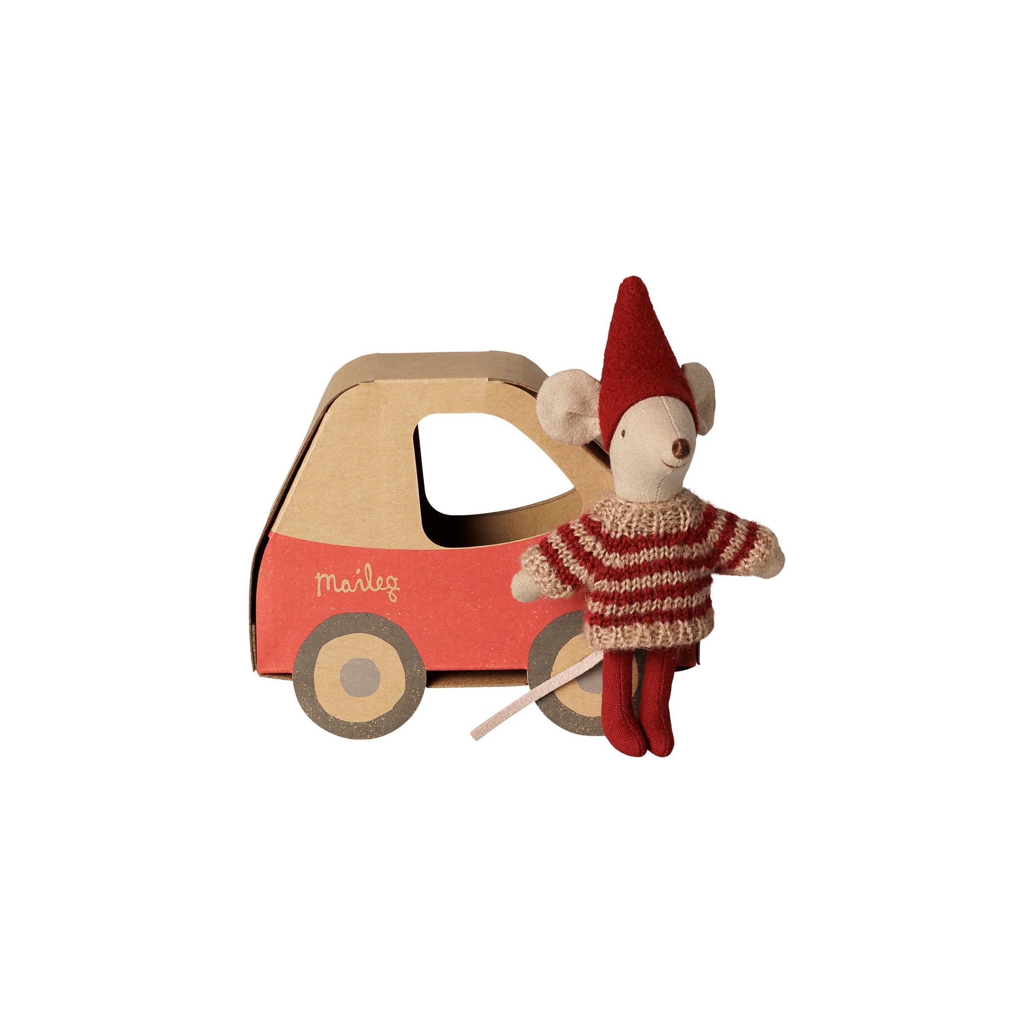 Maileg La petite souris de Noël dans son carton de voiture