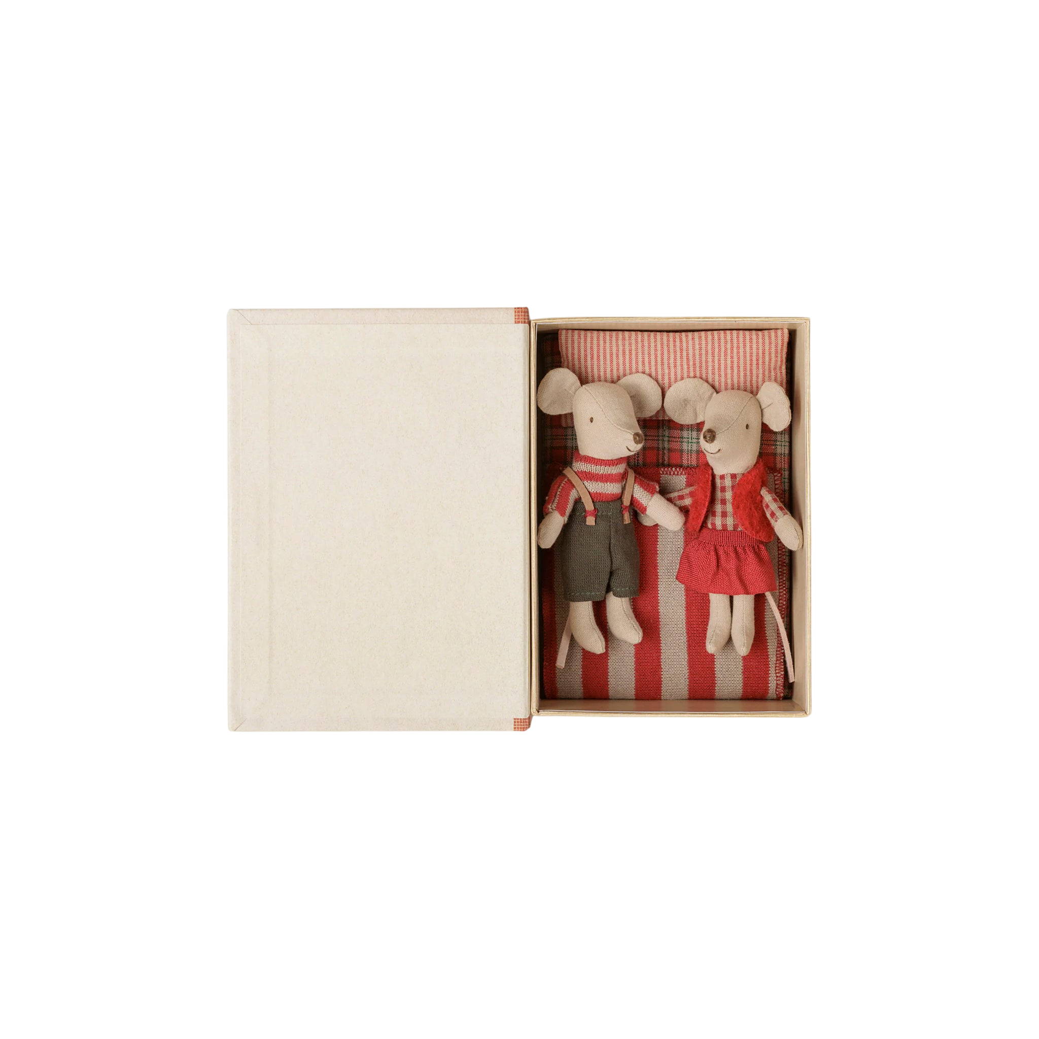 Maileg Souris jumelles de Noël : la petite sœur et le petit frère dans le livre