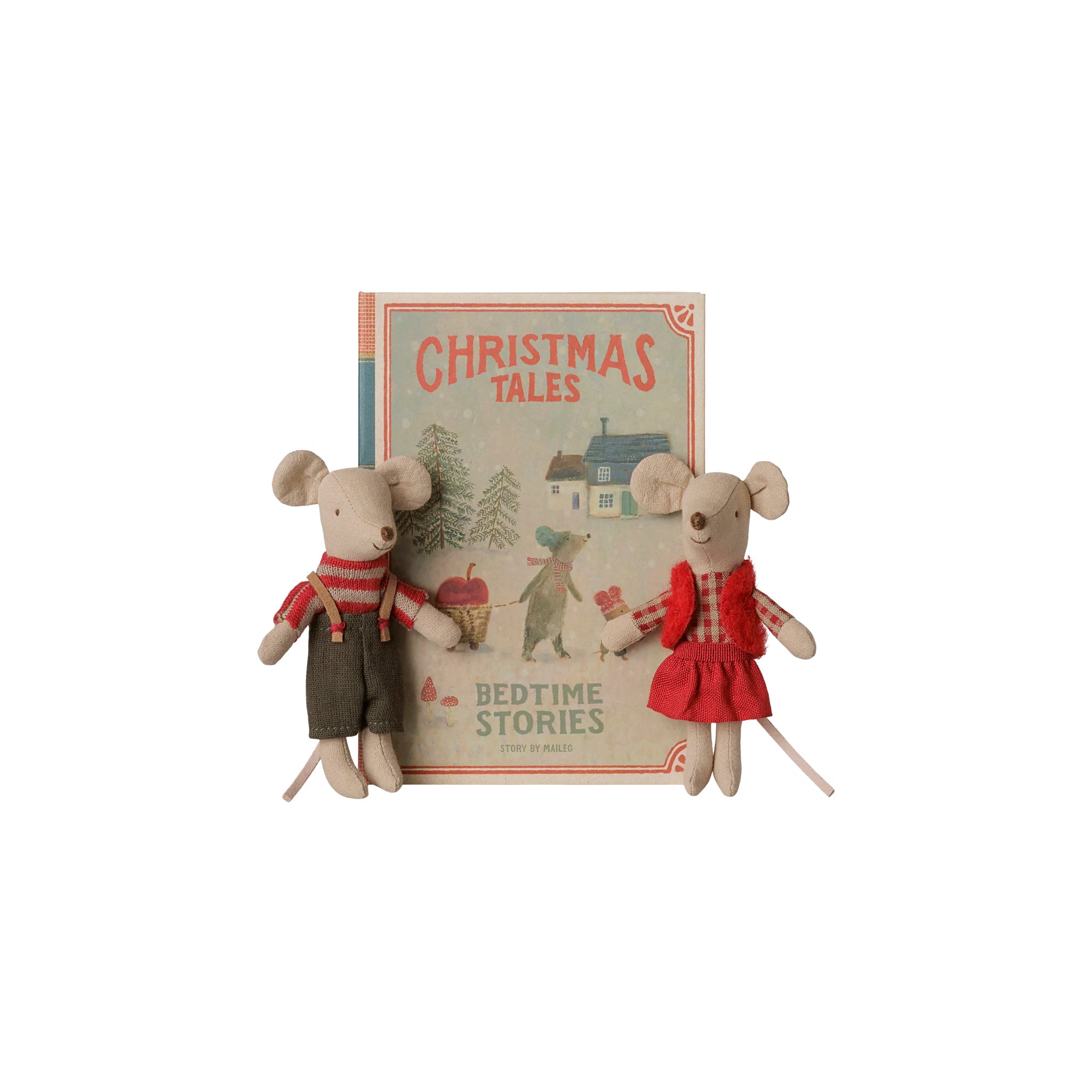 Maileg Souris jumelles de Noël : la petite sœur et le petit frère dans le livre
