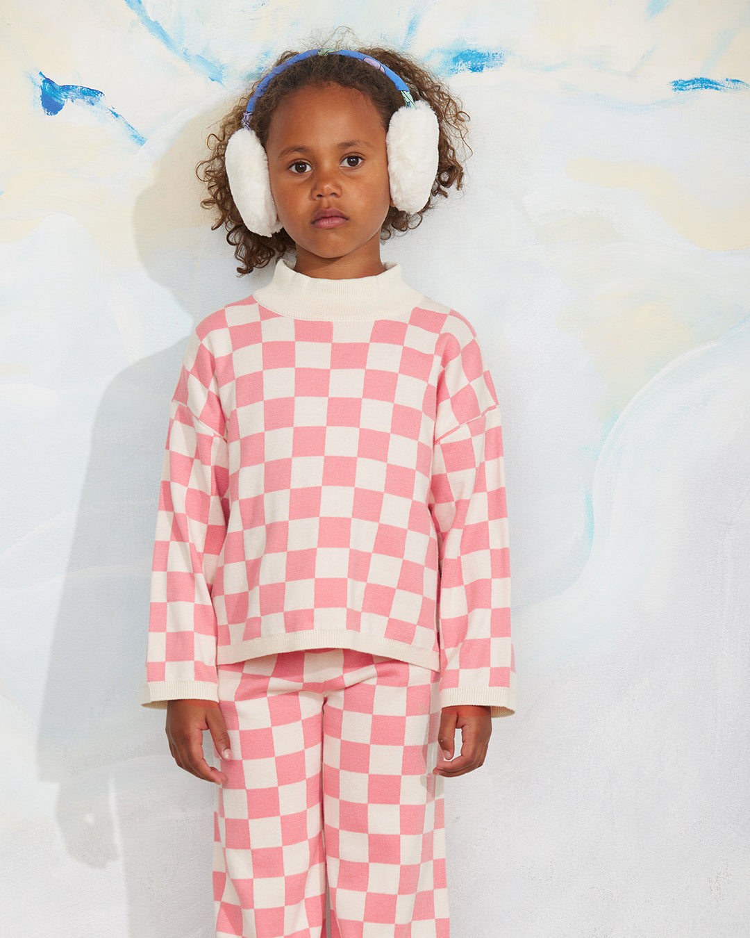 Chess Check Sweatshirt - Limited Stock - Pink /  Chess Check Knitted  Sweater - Limited Stock - Pink