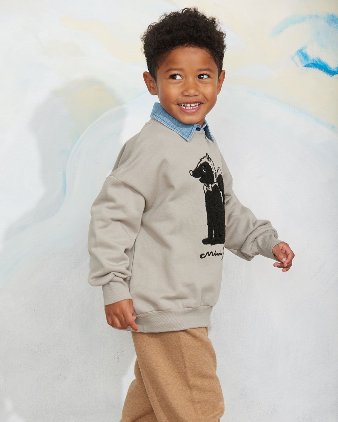 Skunk Grey Sweatshirt / Skunk Chenille Sweatshirt, Grey
