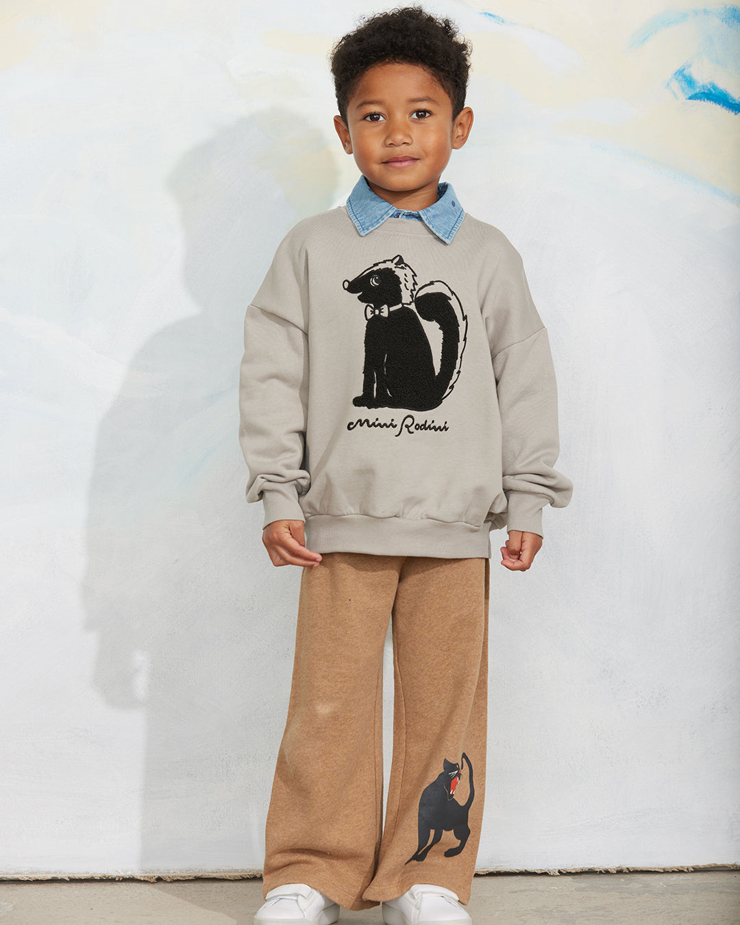 Skunk Grey Sweatshirt / Skunk Chenille Sweatshirt, Grey