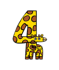 Giraffen-Geburtstagskarte zum 4. Geburtstag