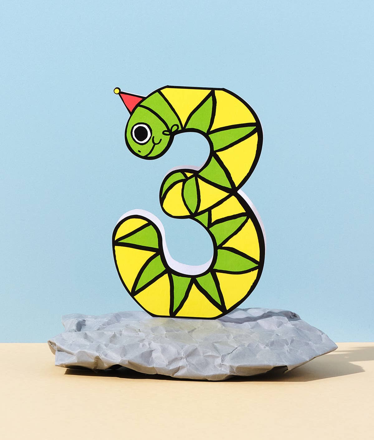 Schlangen-Geburtstagskarte zum 3. Geburtstag