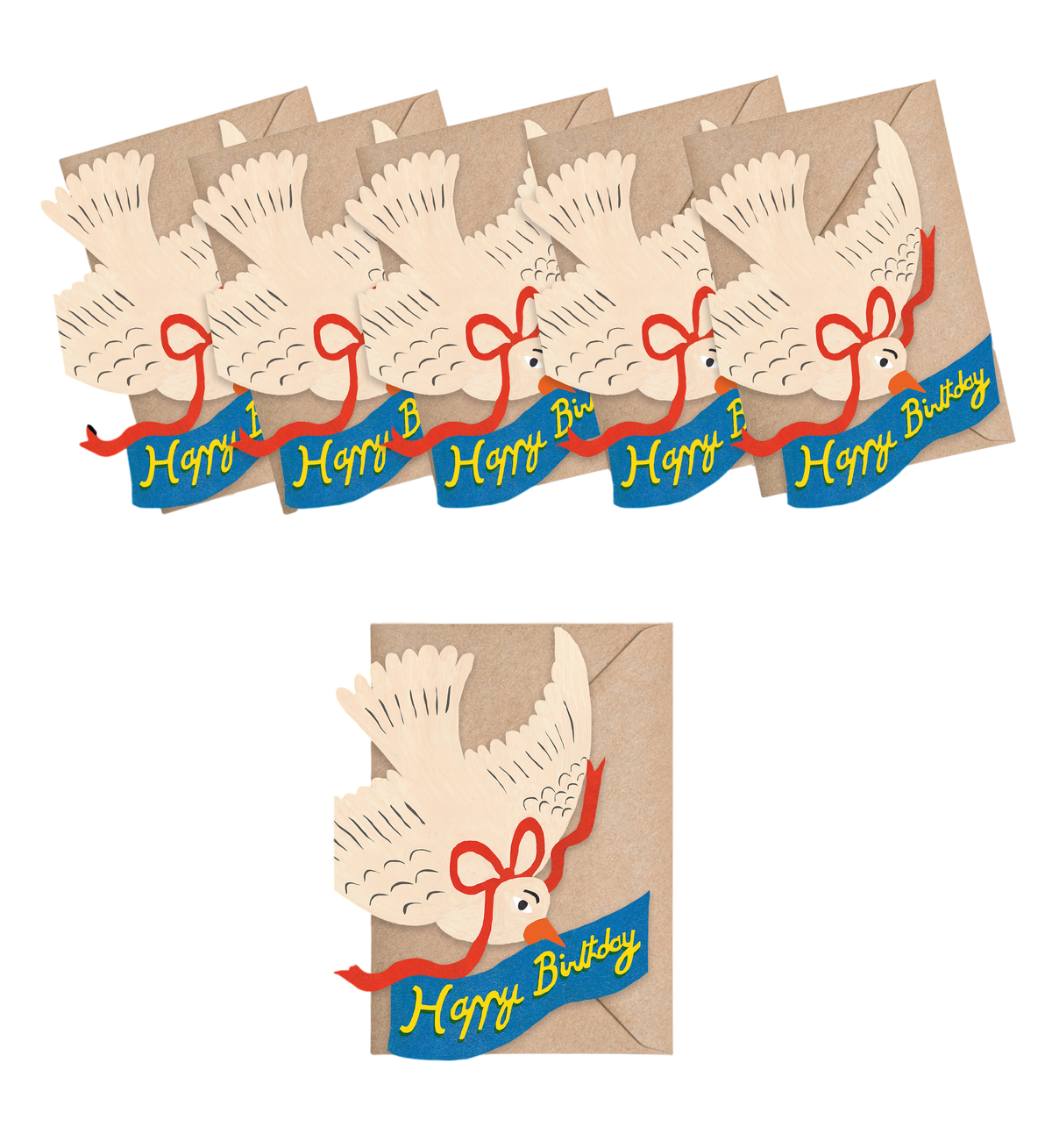 Mini-cartes pliables « Oiseau » « Joyeux anniversaire » - Boîte de 6