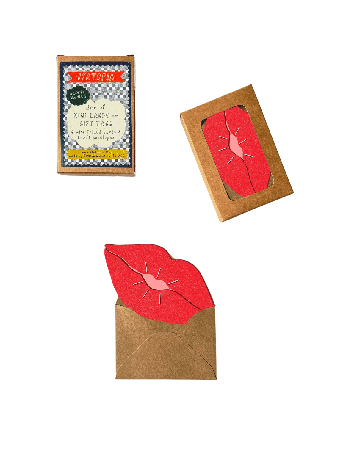 Mini-Klappkarten Bisou Lips 6er Box