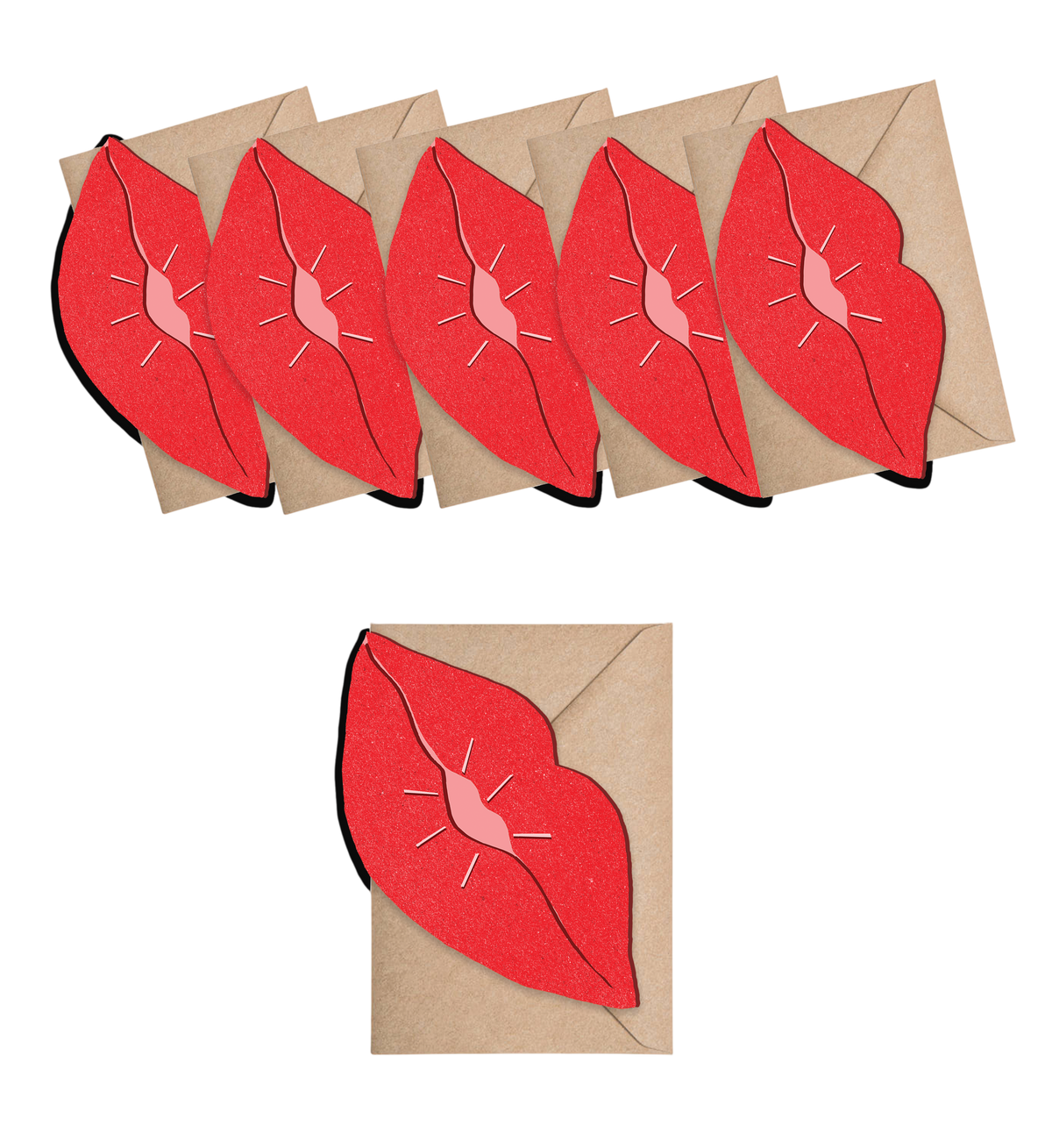 Mini-Klappkarten Bisou Lips 6er Box