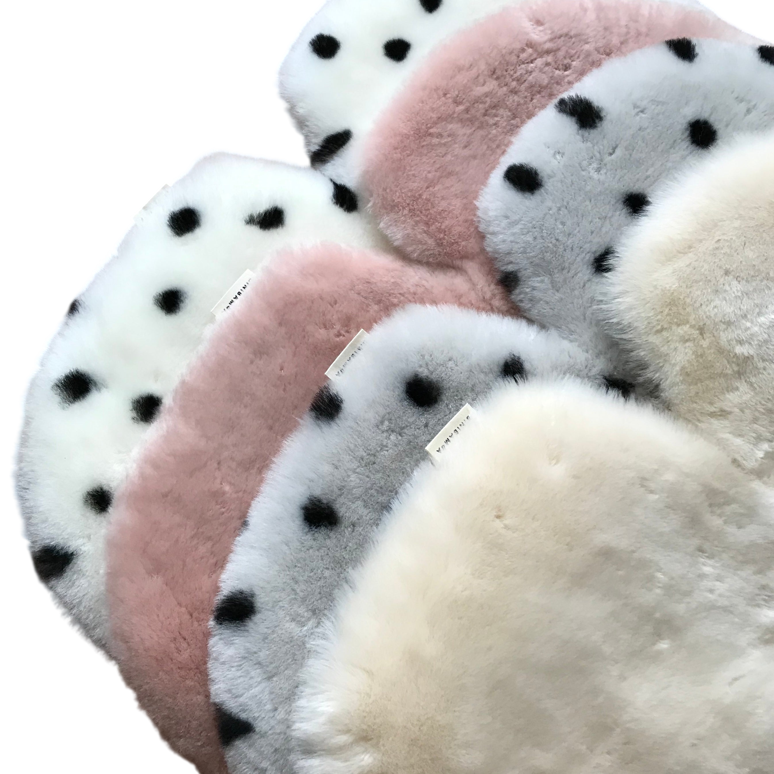 Coussin d'assise en peau d'agneau Binibamba Merino Fixed Harness Dalmation  / Coussin d'assise en peau de mouton Snuggler Merino Fixed Harness Dalmation