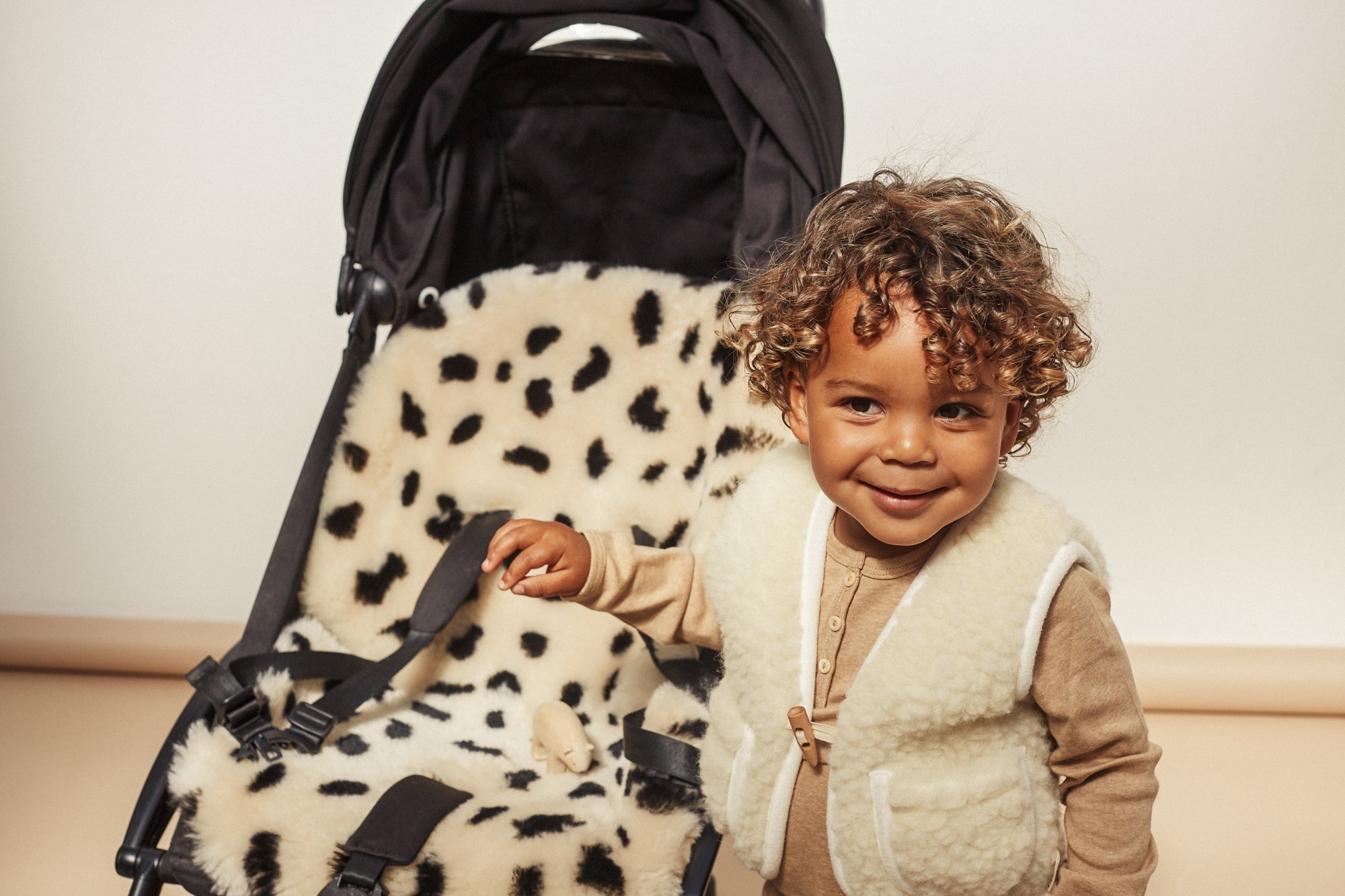 Binibamba Lambskin Seat Cover, Fixed Leopard Peanut