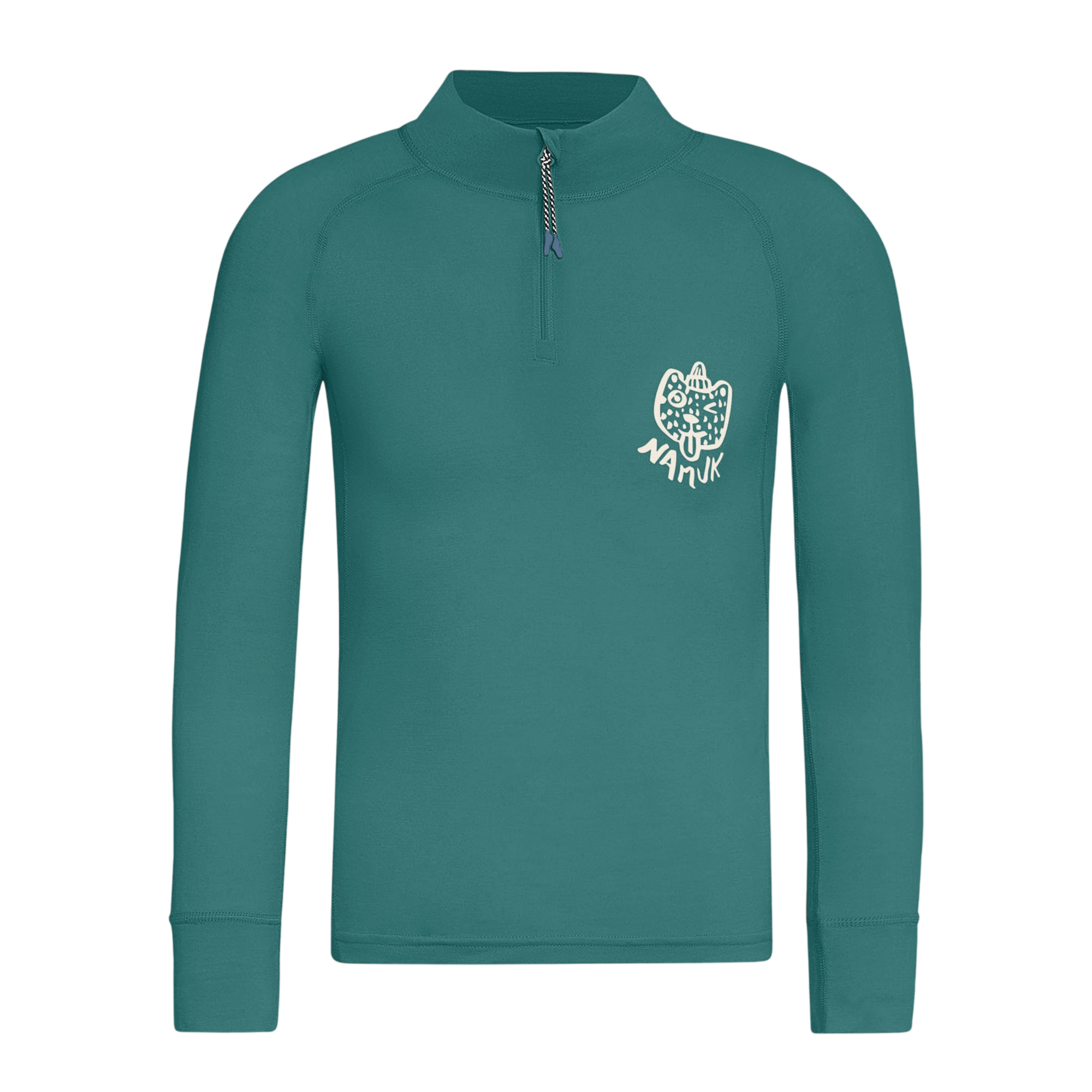 T-shirt à manches longues Honu Merino Half-Zip Rascal vert jade