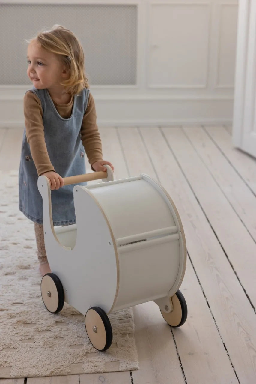 Puppenwagen Holz Classic White
