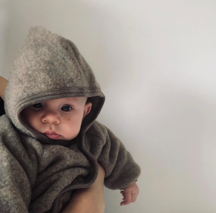 Light Gray Melange Virgin Wool Hooded Jacket