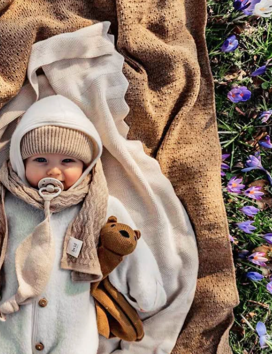 Combinaison pour bébé Engel en laine mérinos, couleur sable chiné