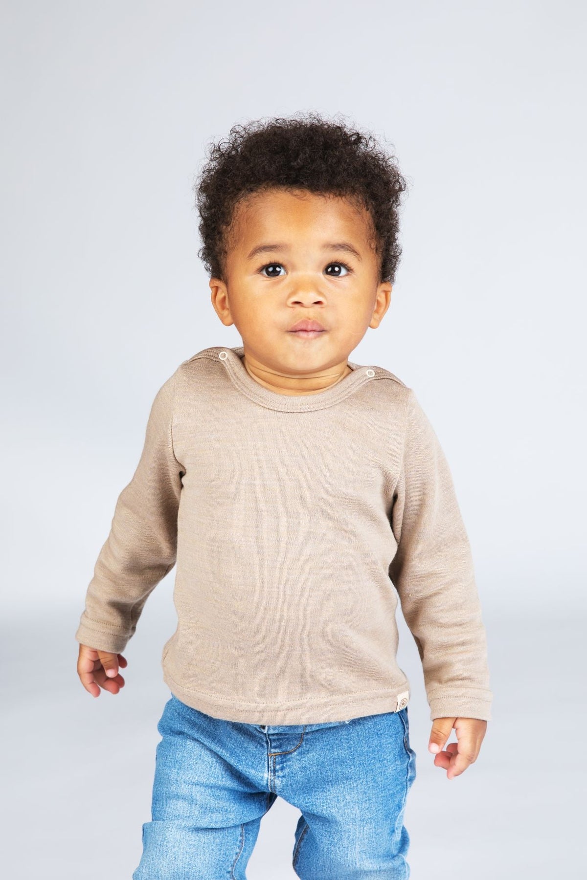 Engel Baby Langarmshirt Merinowolle + Seide Sand