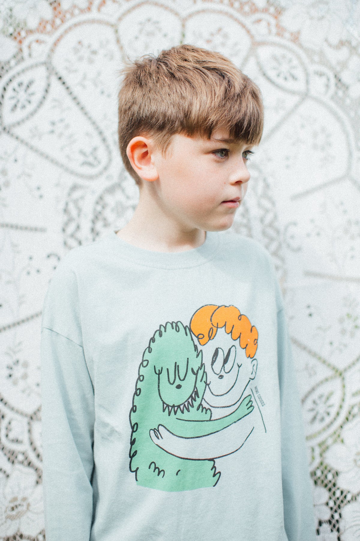 T-shirt à manches longues Hug Hairy Monster  bleu clair