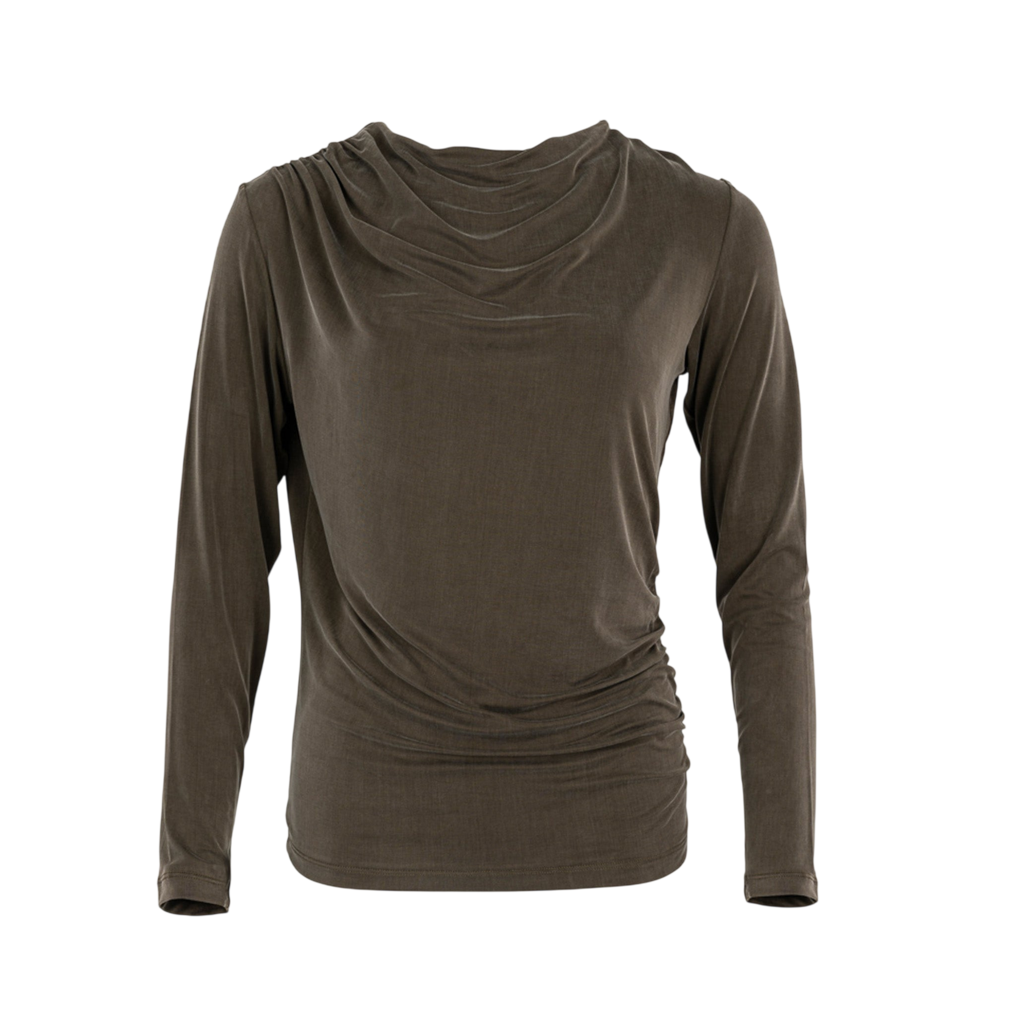 Langarmshirt Cupro Draped Dusty Olive