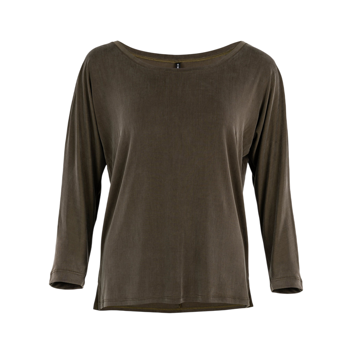 T-shirt à col rond Cupro, couleur olive poussiéreuse