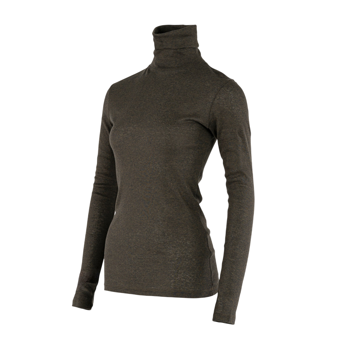 Pull à col roulé « Light Cotton » à col tube, couleur olive chiné