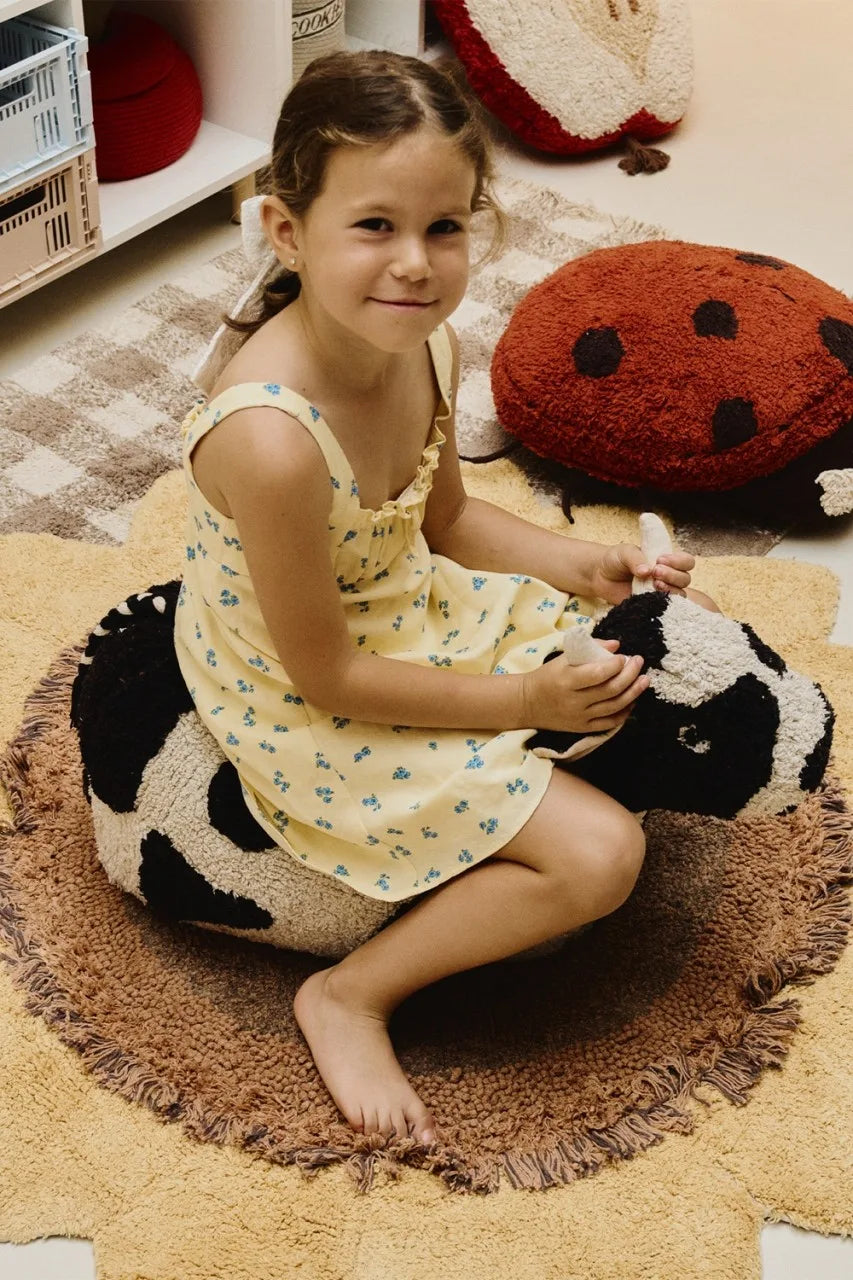 Cow Pouf - Natural, Black