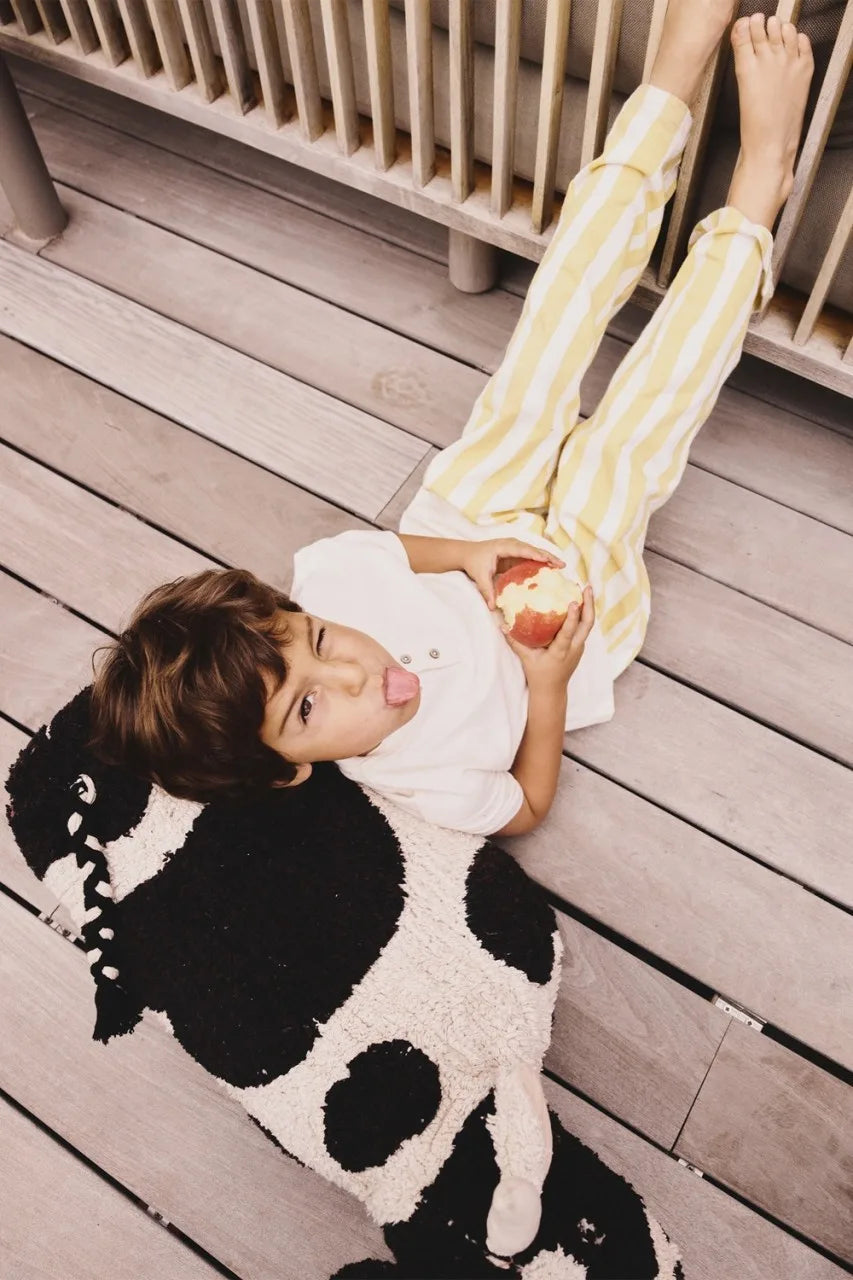 Cow Pouf - Natural, Black
