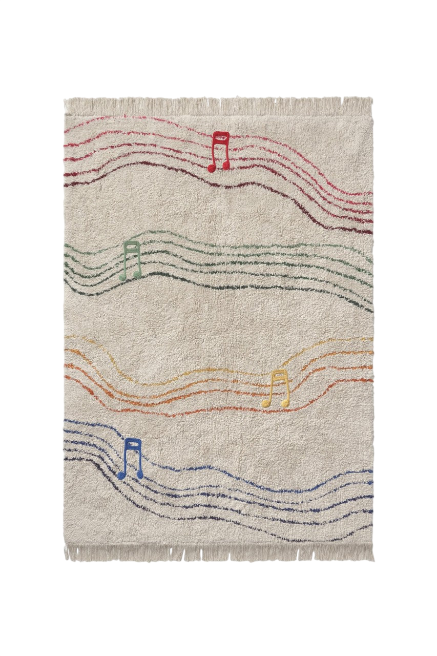 Washable Play Mat with Musical Notes - Natural, Multi-Color
