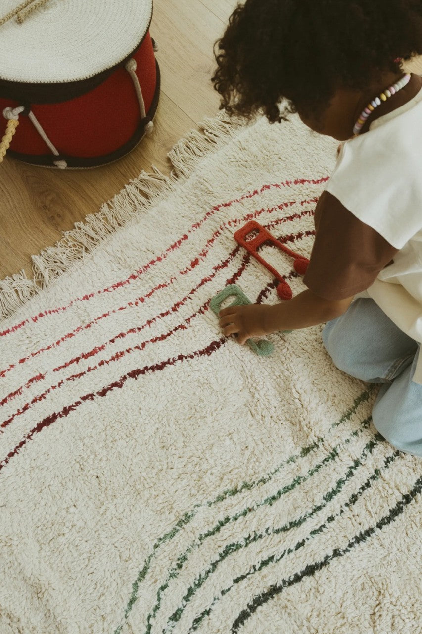 Washable Play Mat with Musical Notes - Natural, Multi-Color