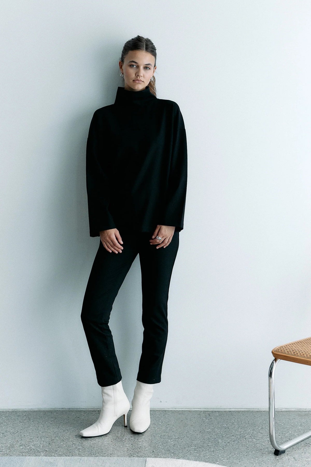 Long-Sleeve "Transformation" Turtleneck Shirt, Black Intense