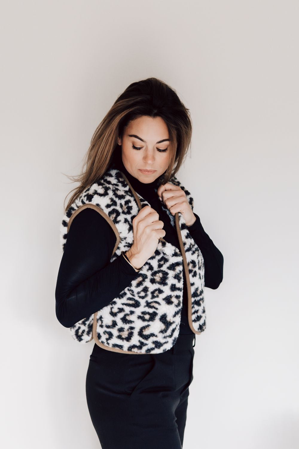 Adult Bio-Wollweste Camino Leopard Light
