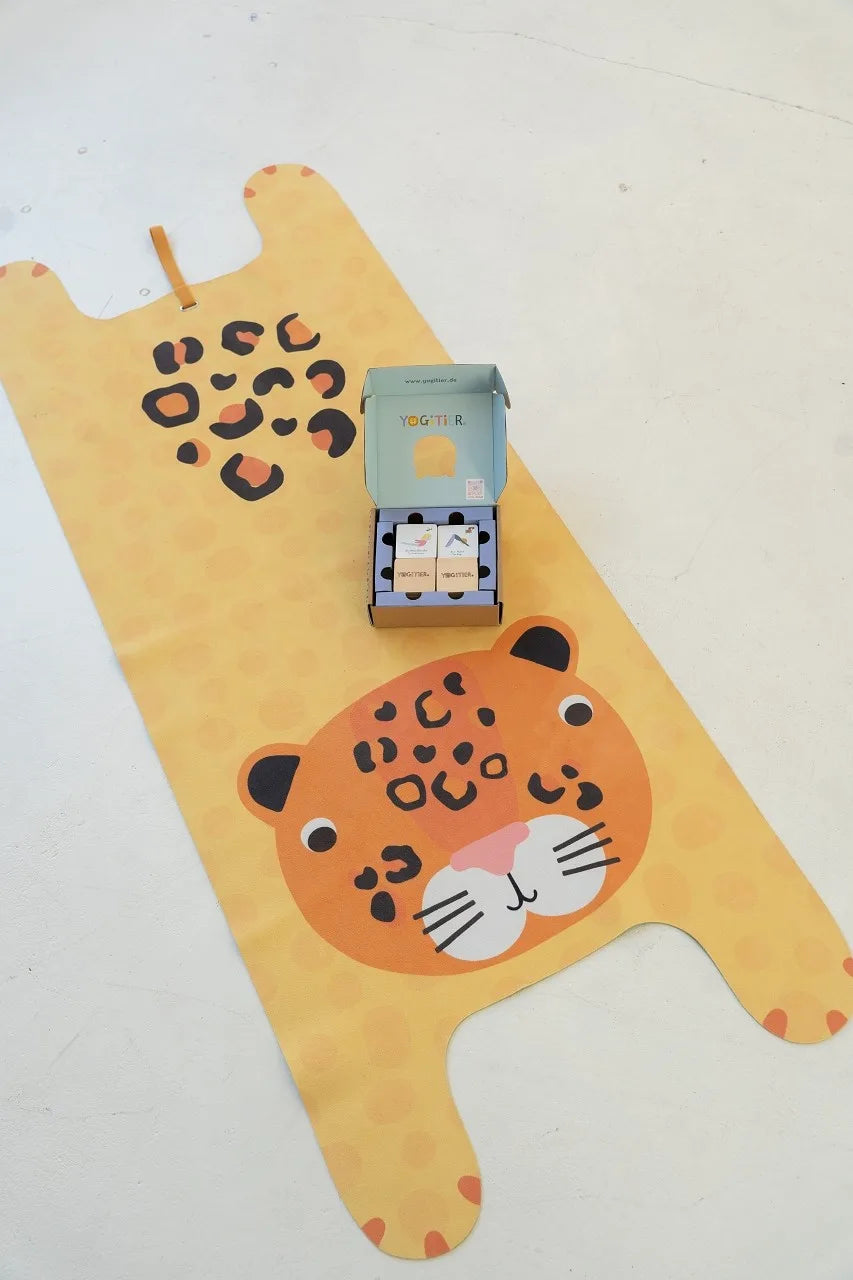 Luka the Leopard Kids' Yoga Play Mat - Yellow