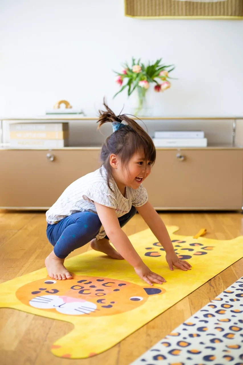 Luka the Leopard Kids' Yoga Play Mat - Yellow