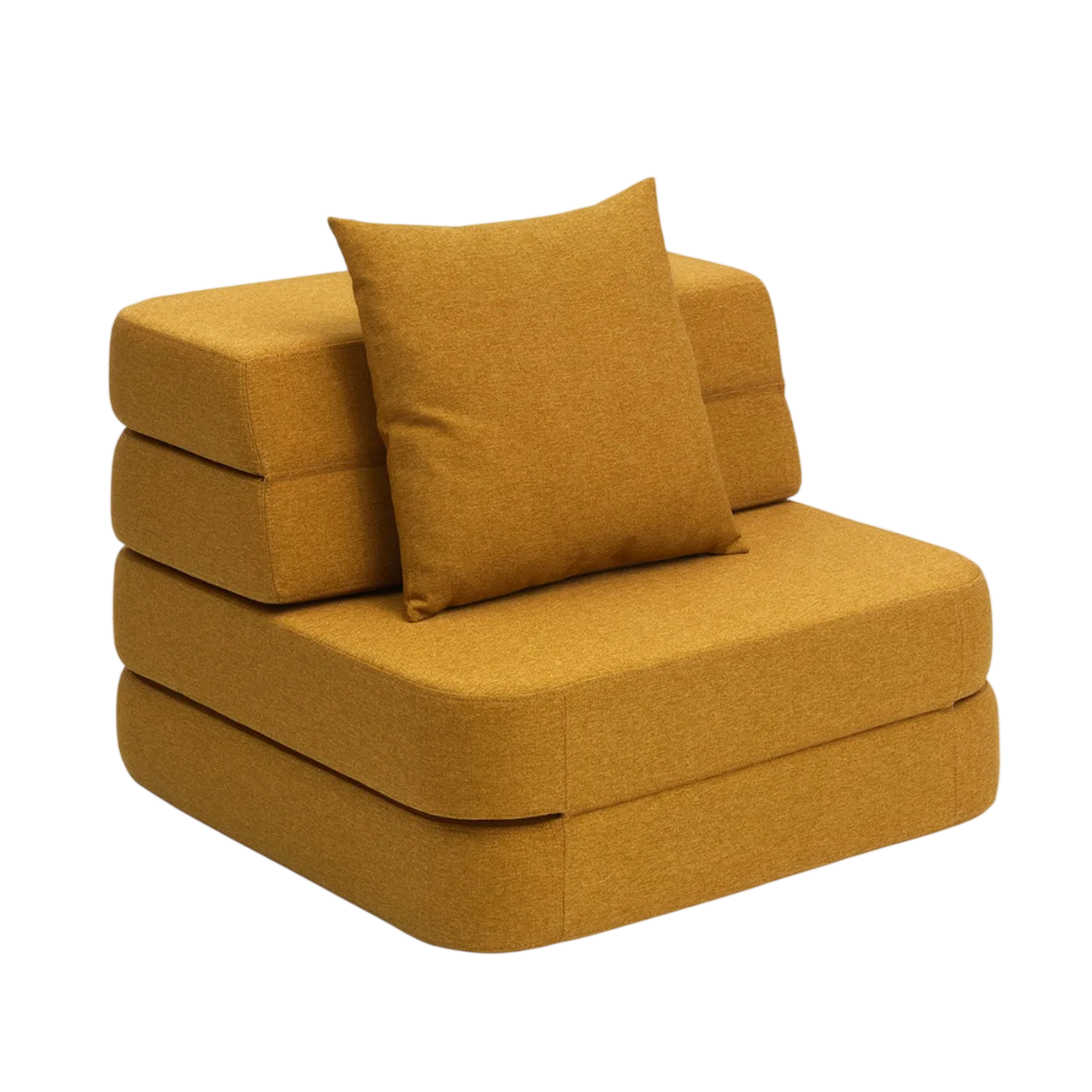Single Mustard Yellow Fold-Out Sofa