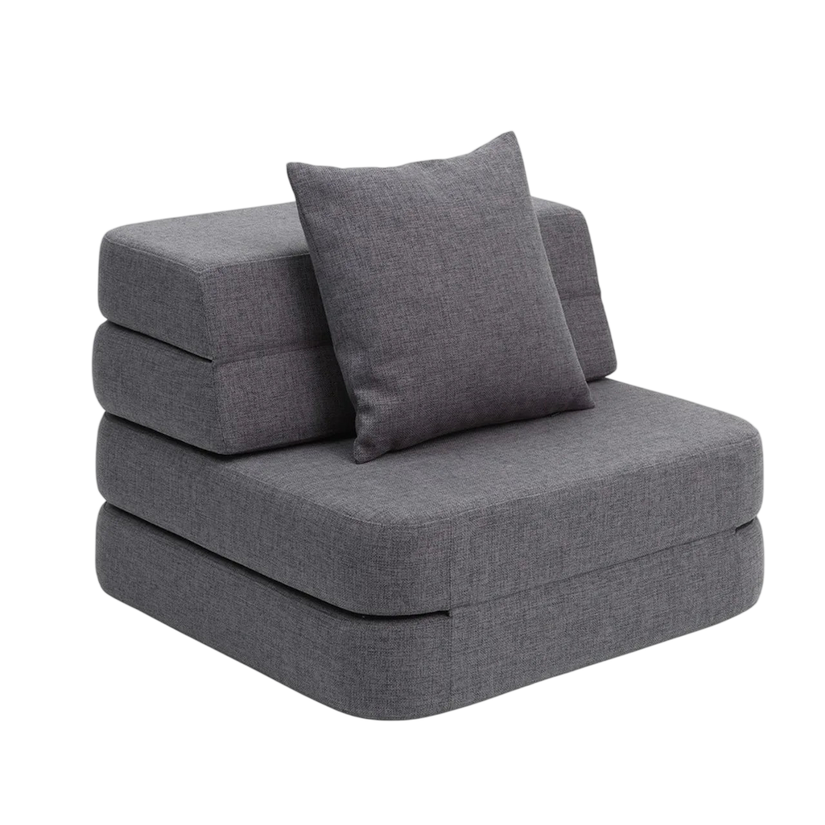 Single Soft Fold-Out Sofa, Blue-Gray/Gray