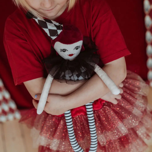 Vintage Circus Illusionsbox mit Plüschpuppe