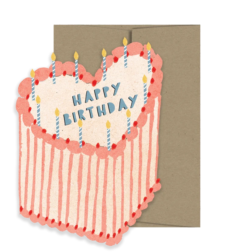 Heart-Shaped Birthday Cake Fold-Out Card