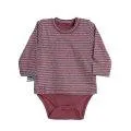 Chemise-body à manches longues pour bébé bordeaux striped