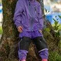 Dinu Kinder Regen Latzhose paisley purple