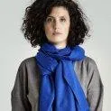 Wool scarf uni blue
