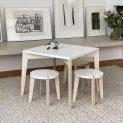 Combination set, 1 square gaming table, 2 stools (colour selectable) - Cute nursery furniture made of sustainable materials | Stadtlandkind